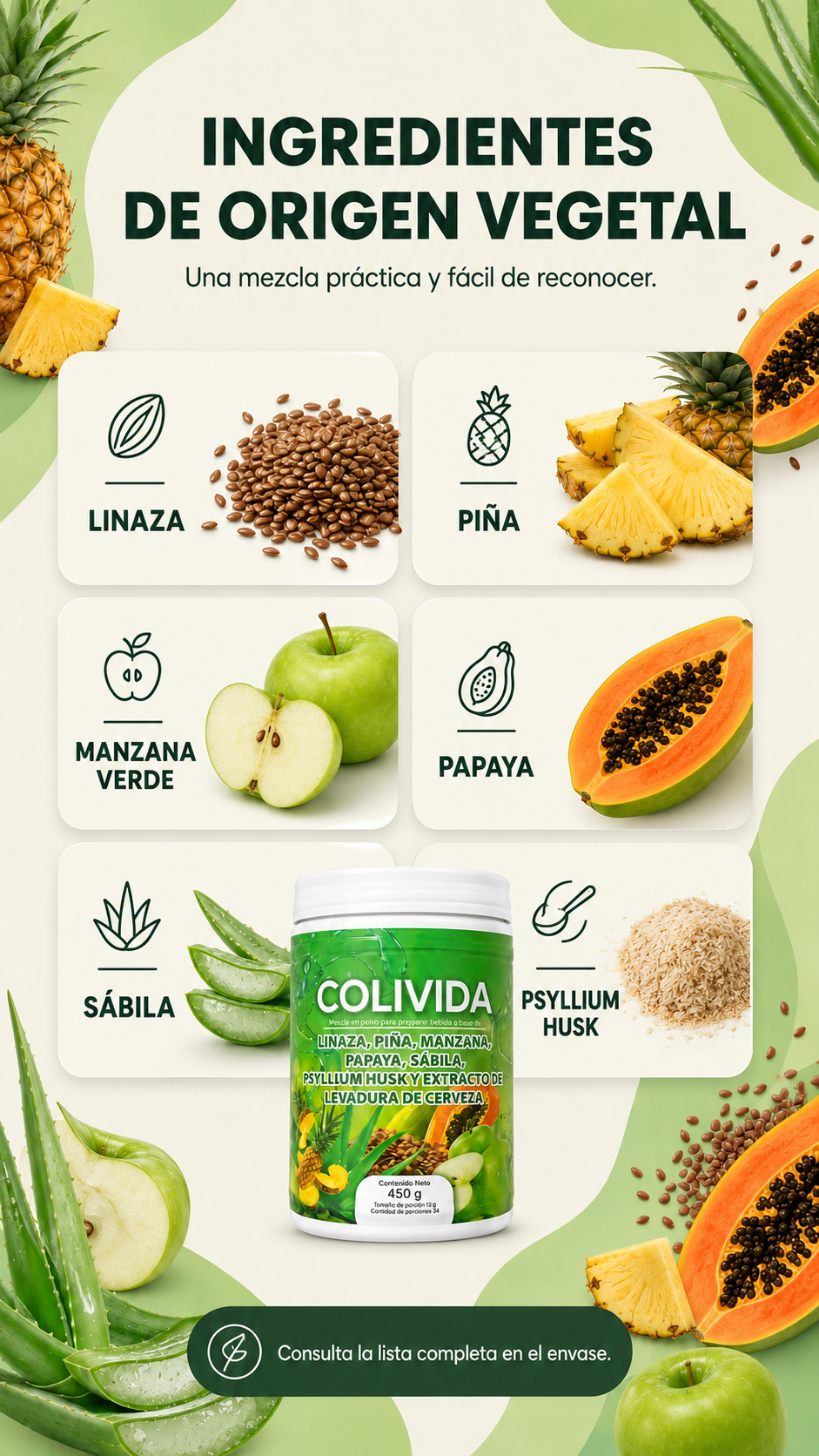 Ingredientes naturales de Colivida